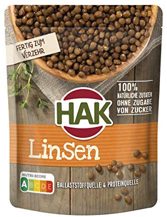 HAK Linsen im Standbeutel, 205 g, Abtropfgewicht 200g