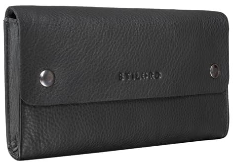 STILORD 'Griffin' Vintage Lederetui Stifte Schlüssel Füller Kugelschreiber Brille Schere ideal als Stifteetui Federmappe Tabaktasche Mäppchen aus Leder, Farbe:schwarz