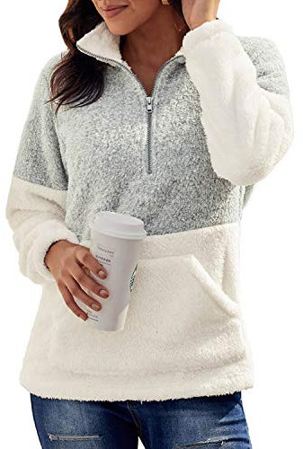 Jywmsc Felpe con Cappuccio Donna Pullover Tops Termico a Manica Lunga Maglione Donna con 1/4 Zip Caldo Ragazza Invernale