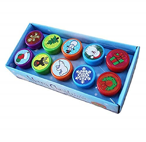 XLKJ 10 Stück Stempelset Weihnachten, Kinderstempel, Selbstfärbende Stempel Weihnachtliche Themenpartys, festlich gestempelte Geschenke