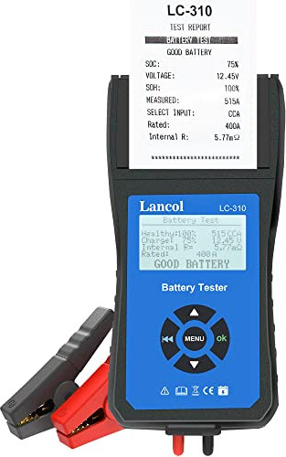 Car Battery Tester with Printer 12V Automotive Load Tester Alternator Tester Auto Digital Analyzer Tool Charging Cranking System Tester for Car Truck Motorcycle ATV SUV Boat Yacht