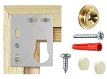 Keyhole Picture Frame Corner Hangers Kit Hanging Brackets Plates with Fixings for Picture Photo Frame Hanging Chrome Flat