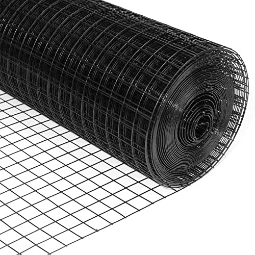 FORIMO 24'' x 50' 1/4inch Hardware Cloth 19 Gauge Black Vinyl Coated Welded Fence Mesh for Home and Garden Fence and Home