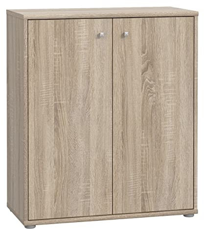 Newroom Kommode Sonoma Eiche Sideboard Modern - 73,7x85,5x34,8 cm (BxHxT) - Highboard Anrichte - [Albus.Eleven] Büro Arbeitszimmer Wohnzimmer