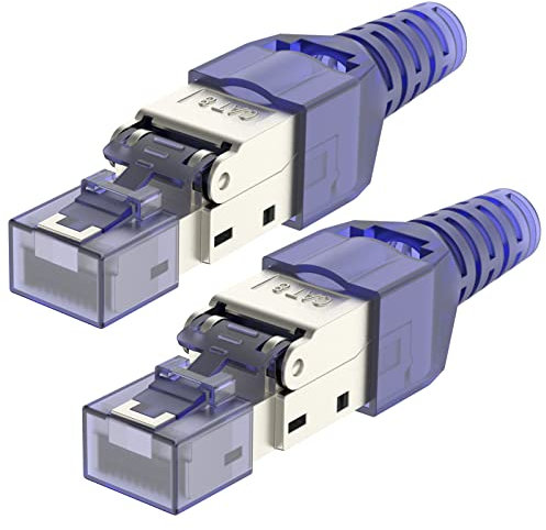 LEENUE RJ45 Cat8 Connector Tool-Free Toolless RJ45 Termination Plug Reusable Shielded for Ethernet Cables 10Gbps POE 2 Pack