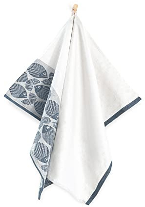 ZWOLTEX 1er Set Jacquard Geschirrtücher/Geschirrtuch | Küchentuch | Abtrockentuch | saugstarke Baumwolle I Sammlung Premium Geschirrtücher - 1x FISH F NE-037P+700 navy (50x70)