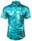 JOGAL Herren Metallic Glänzend Bronzing Nachtklub Party Hemd Blau Schimmern Mittel