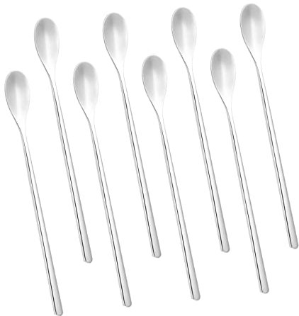 luvtree 8 Pieces Long Handle 304 Stainless Steel Coffee Spoon, 16cm - Perfect for Stirring Coffee, Tea, Salad, Ice Cream, Cocktails, Juice, Milkshake, Iced Drink, Hot Chocolate, Milk Tea, Smoothies