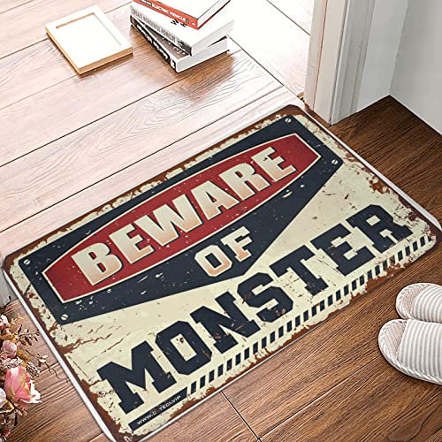 Dsoluuing Tapis et tapis de cuisine d'automne « Beware of Monster » Paillasson Man Cave Stuff Décoration de garage pour homme (taille : 40 x 60 cm)