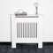 AL AJAL Cache-radiateur moderne en bois MDF blanc à lattes verticales pour salon, chambre à coucher, couloir (petit)