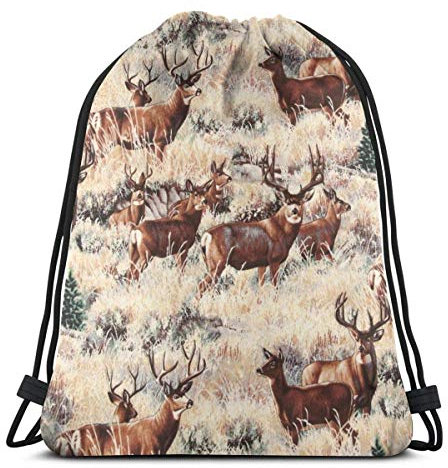 Kordelzugbeutel Wild Mule Deer Gym Sack PE Bag Sport Gym Sack Drawstring Bag Waterproof Drawstring Sport Bag For Sports Beach Holidays Swimming Travel For Women Men 42 * 36 cm, #864