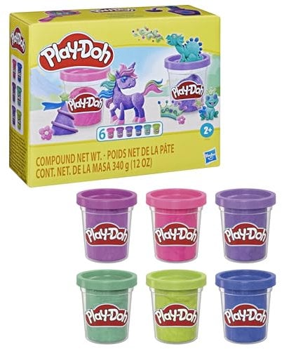 Play-Doh, Colección Brillante, 6 Botes, Surtido de Colores de Plastilina con Brillo Metálico, Materiales para Manualidades Infantiles, Niños y Niñas de 3 Años o Más
