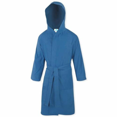 Dolphin Accappatoio in microfibra con cappuccio, per piscina e palestra mod. SPORT (XL, Blu)