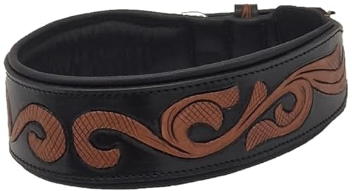 Hundehalsband Rich punziert Schwarz Braun M L XL Leder Extra Breit Halsband Lederhalsband Hohe Zugkraft (XL)