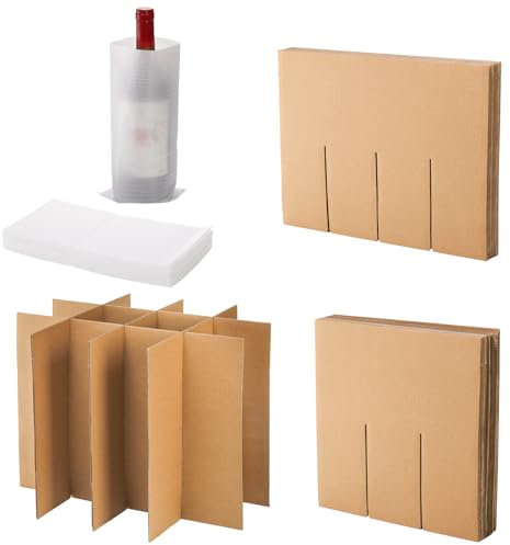 Dicunoy Lot de 6 ensembles de séparateurs de verre pour déménagement, emballage de vaisselle en carton, verres à vin, vaisselle avec 72 pochettes en mousse, pour boîte de 40,6 x 30,5 x 30,5 cm