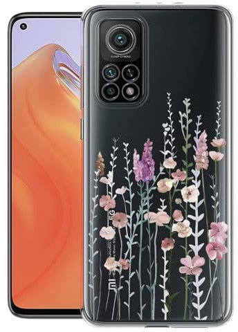 Kaywzo Hülle für Xiaomi Mi 10T/10T Pro 5G,Transparent TPU Handyhülle mit Gemälde Blume Muster,Ultradünn Stoßfester Schutzhülle,Schön Silikon Cover Case-3