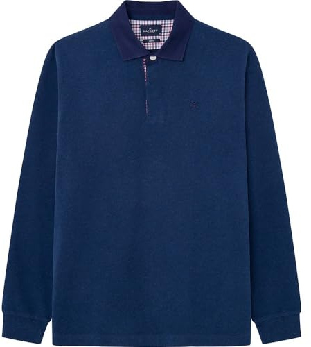 Hackett London Herren WVN Trim Rugby Poloshirt, Blau (Tintenblau), M