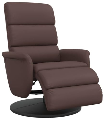 vidaXL Relaxsessel, Drehbar Sessel mit Liegefunktion, Fernsehsessel Verstellbare Rückenlehne Fußteil, Liegesessel Ruhesessel Polstersessel, Braun Kunstleder