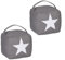 Relaxdays Butoir de Porte, Lot de 2, avec Anse, 18 x 15 x 15 cm, Motifs étoile, Tissu & Sable, Gris/Blanc