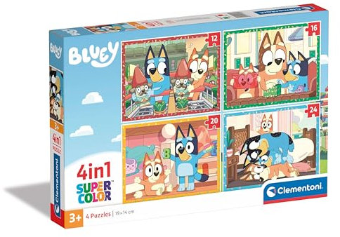 Clementoni Bluey Puzzle 4 in 1, Puzzle für Kinder ab 3 Jahren, Hergestellt in Italien, Multicolor - 21530