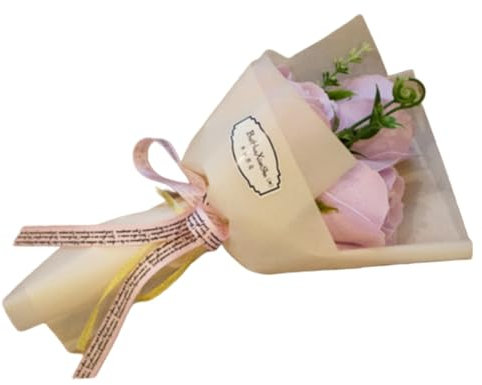 3 Köpfe Seifen Rose – Flora-Duftseife Rosenblüten Rosestrauß Rose Seife – pflanzliche ätherische Ölseife, Geschenk für Jahrestag/Geburtstag/Hochzeit/Valentinstag/Muttertag Hellviolett