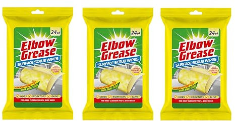 Surface Scrub Wipes - Powerful Double-Sided Cleaning Wipes (24-Pack) by Elbow Grease (3, 24 Wipes per Packs)