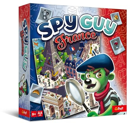 Trefl – Spy Guy France – Jeu Coopératif d’enquête, Jeu de Société en Famille, Grand Plateau de Ville, Monuments et Symboles Français, pour Adultes et Enfants à partir de 5 Ans.