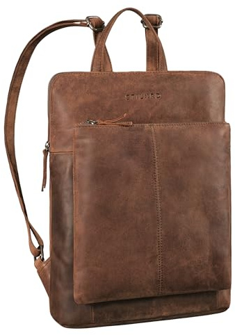 STILORD Jenny Moderner Lederrucksack Damen Mittelgroß Echtleder Retro schicker Damenrucksack Leder Tagesrucksack Vintage Daypack Echtleder schlank Farbe:eichen - braun