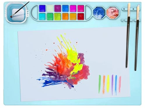 Kujinova Silicone Craft Mat, 20×16 Silicone Painting Mat, Painting Station Mat, Silicone Painting mat for Kids, for Crafting Watercolour Painting Cutting Art Creation Clay and DIY Projects