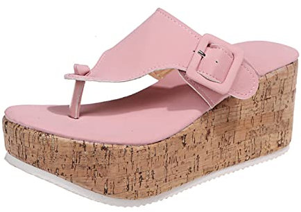 Sandales orthopédiques à talon compensé haut pour femme - Bout ouvert - Coupe large - Pour l'été - Décontracté - Soutien de la voûte plantaire - Chaussures orthopédiques - Chaussures pieds nus -