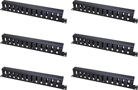 BLASHRD 6X 1U Cable Management Horizontal Mount 19 Inch Server Rack, 12 Slot Metal Finger Duct Wire Organizer with Cover