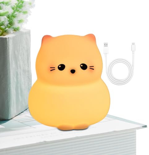 Lampe en forme de chat, lampe en silicone, veilleuse chat mignon, lampe rechargeable USB, lampe LED tactile en silicone, lampe de chevet pour animaux, lampe robinet avec 3 niveaux de luminosité pour