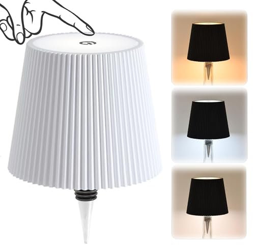 Wireless Bottle Lamp | LED 3 Color Bottle Lamp | Rechargeable Touch Control Waterproof Wireless Bottle Lampshade | Portable for Bedroom, Parties, Bars, Restaurants (White, 1-Pack)