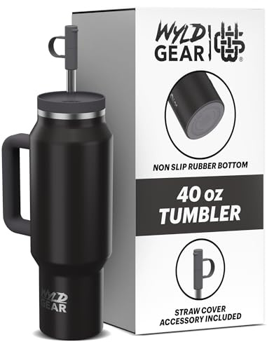 Wyld Gear - Wyld Syde Travel Tumbler 40 oz (1200 ml), Graphite | Heiß & Kalt | Isolierflasche mit bruchfestem Strohhalm | geeignet für Getränkehalter | auslaufsichere Thermosflasche | BPA-frei
