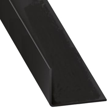 Plastic Corner Trim - PVC Rigid Angle Cover Trim - 90 Degree Angle Edge -1 Metre (Black, 50mm x 25mm)