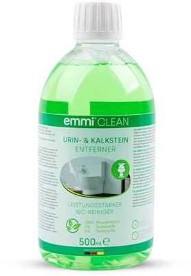 emmi-Clean Urin- und Kalkstein Entferner - Entfernt hartnäckigste Ablagerungen, Bakterien & Gerüche I Gel-Formel haftet am Toilettenrand I 100% Phosphatfrei I WC-Reiniger 500ml