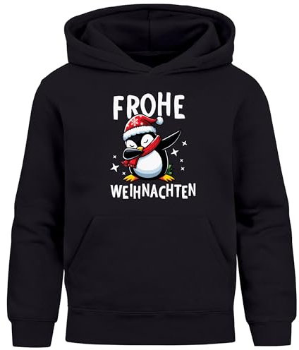 MoonWorks® Kinder Hoodie Weihnachten Pullover Weihnachtsmotive lustige Geschenk Weihnachtsoutfit Mädchen Jungen schwarz 140