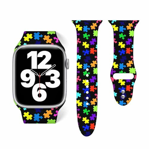 Watch Band Compatible with Apple Watch Band,Silicone Soft Wristband Waterproof Replacement Sport Strap for iWatch Bands Series 10 9 8 7 6 5 4 3 2 1 SE Ultra, Multi66, 42mm44mm