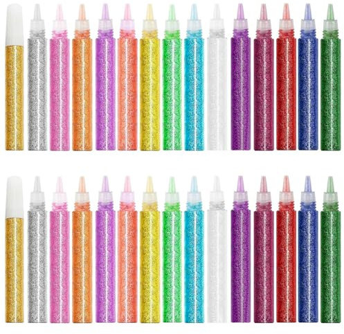 Glitter Glue Pens for Kids, 30 Pcs Glitter Pens for Arts and Crafts, Rainbow Glue Sticks for DIY Bottle Decor, Projects Scrapbooking, Grad Caps, Cards Decorating Supplies
