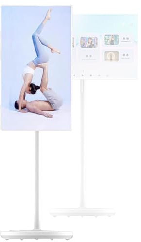 SHENGSHIYU 4K Portable TV 32 inches, Portable TV Monitor with Rolling Stand Portrait/landscape Rotation, 5hrs video calls Portable TV for Home, Office, School, Outdoor Use,8+256G