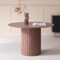 BenyLed Table de Salle à Manger Ronde de 120 cm pour 4-6 Personnes, Table de Cuisine Fermière avec Base Cylindrique, Plateau en MDF et Socle à Lattes en Bois (Grain de Bois Foncé)