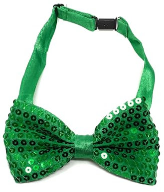 Cadoline Grüne Fliege aus Polyester mit Pailletten für Herren, 22 x 6 cm