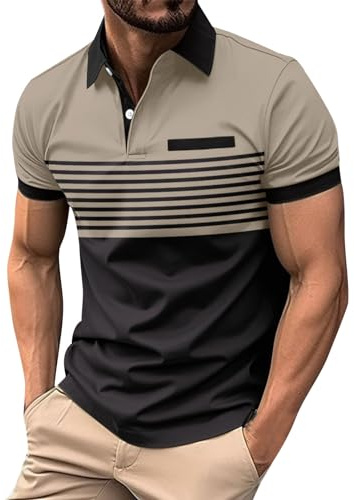 Homme Polo Golf Polos à Manches Courtes Sport T-Shirts Casaul Teeshirt Court Tshirt D'Été Habit Fitness Vetement a Rayures pour