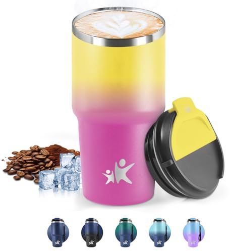 HoneyHolly Thermobecher 600 ml, Wiederverwendbar, Edelstahl Kaffeebecher-to-go Thermo, Auslaufsicher, Doppelwandiger Trinkbecher, Isolierbecher, Travel Mug für Heißen Kaffee, Tee und Kalte Getränke