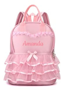 Keruidian Ballett-Rucksack für personalisierte Tasche, personalisiertes Geschenk für Kinder, Gymnastik, Tap-Tanz, Jazz, rose, M