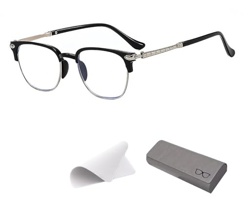 HOPASRISEE Ultra Light Anti Blue Presbyopic-Brille, Ultraleichte Lesebrille mit Autozoom, Blaulichtfilter Brille Damen & Herren, Mode Myopia Brillen für Senioren(Schwarz-Silber,60-64 Jahre alt)
