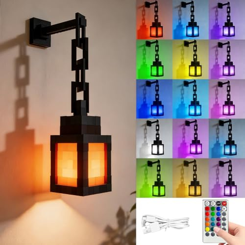 Kayuneed Lantern Nachtlicht, 16 Farbe Wandlampe Craft Tragbare LED Wall Stimmungslicht mit Fernbedienung & Dimmfunktion, USB-aufladbare Nachttischlampe für Kinder Geschenke, Zimmer & Party-Dekoration