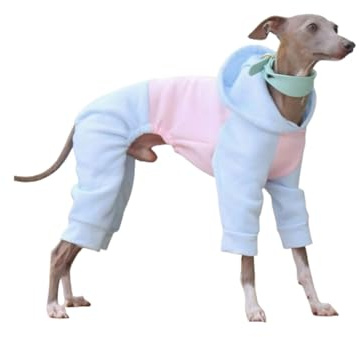 Kleidung for italienische Windhunde, Whippet-Hunde-Hoodie, Einteiler, Winterwarmer Vierbeiner-Bedlington-Overall, Rollkragenpullover, Ganzkörper-Haustier-Sweatshirt(Bleu,Small)