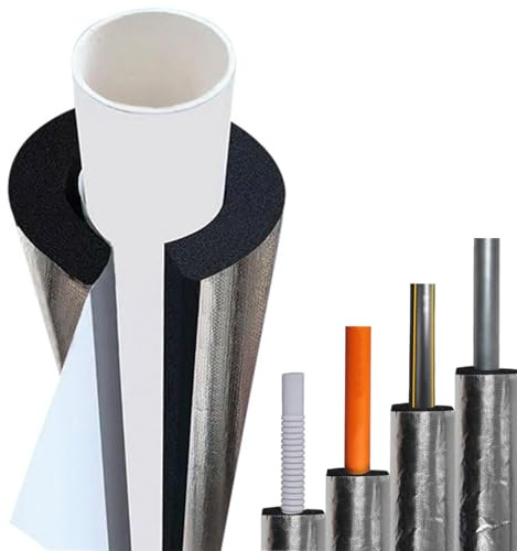 AYHSMNOU Isolation de Tuyau Anti-Gel et Calorifuge, Auto Scellante Tubes en Mousse D'isolation de Tuyau, Semi-Fendue Manchon Isolant avec Papier D'aluminium (ID) 16mm x (T) 15mm x (L) 0.95m