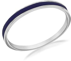 Tuscany Silver Ring Sterling Silber Stapel Blau Emaille - Größe P